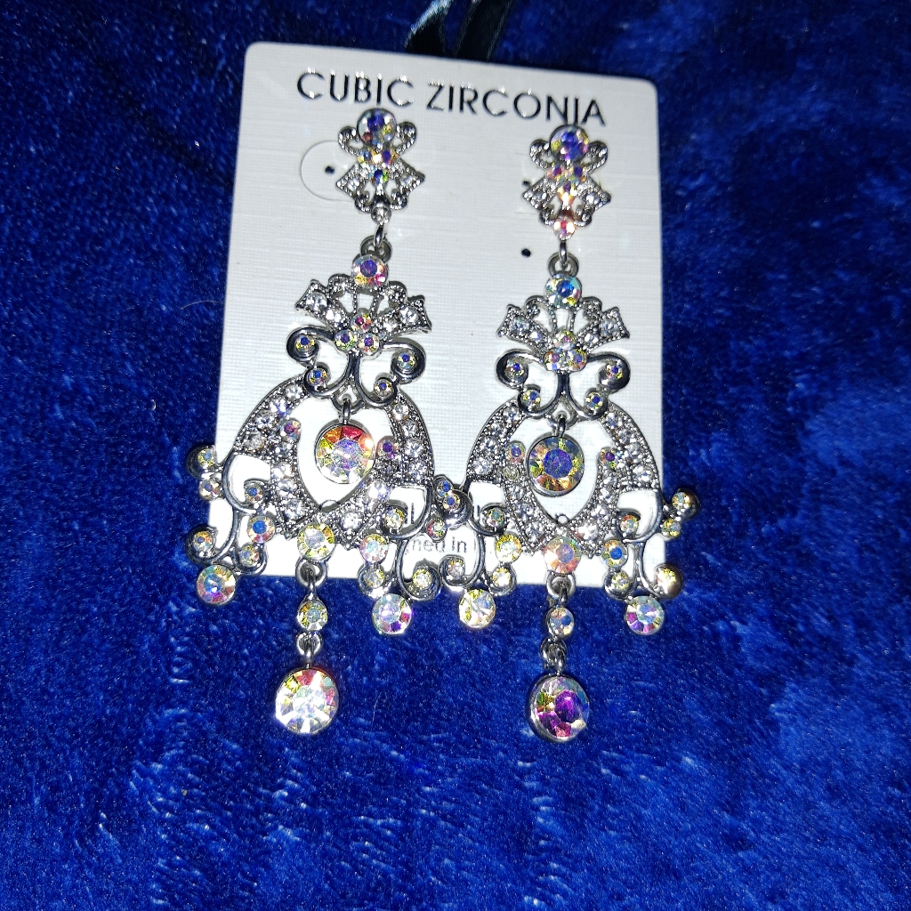 Chandelier Bow Long Earrings Cubic Zirconia